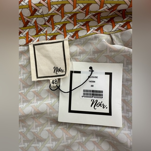 Noir Weave Print Neck Tie Blouse & Pleat Skirt Set - US Size 16 - Picture 10 of 12